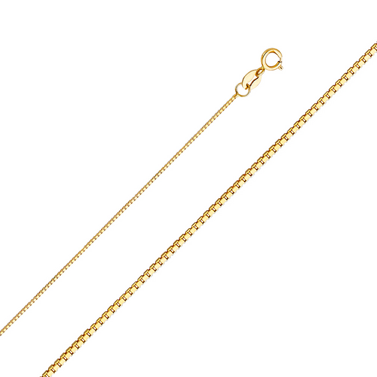 10kt Yellow Gold Solid Box Chain 0.6mm 22 Inches