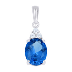 925 Sterling Silver Womens Blue White Oval Round Cubic-Zirconia Oval F