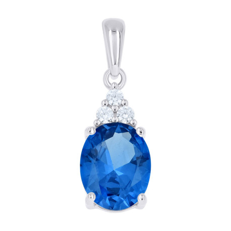 925 Sterling Silver Womens Blue White Oval Round Cubic-Zirconia Oval F