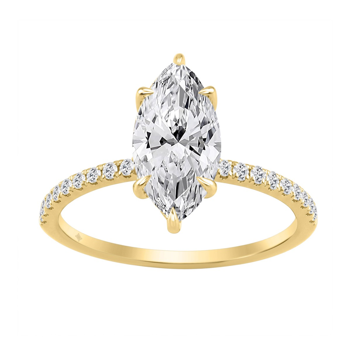 14K Yellow Gold 1.75CTW Certified Lab-Grown Diamond Marquise Ring