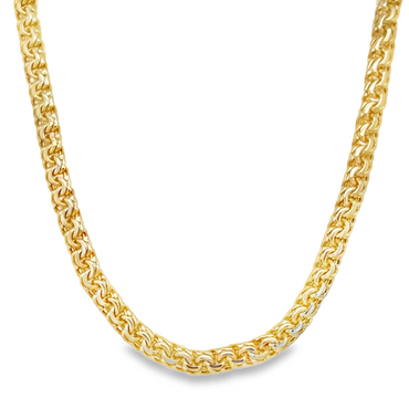 10KT Gold 6MM Solid Flat Closed Chino Link Chain 24