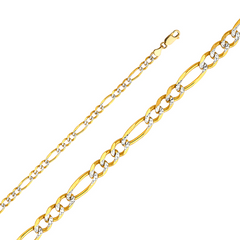 10KT Yellow Gold 5.5MM Figaro Pave Chain 24 Inches