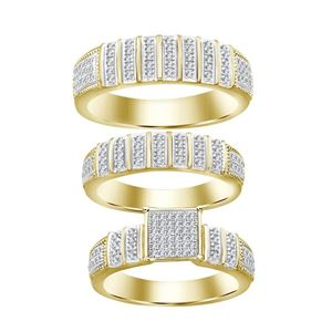 TRIO RING SET 1/2 CT ROUND DIAMOND 10K YELLOW GOLD