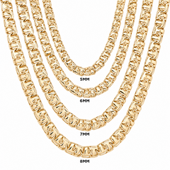 10KT Gold 8MM Chino Bar Chain with Greek Border 20 Inches (Free Engraving)