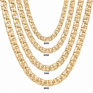 10KT Gold 8MM Chino Bar Chain with Greek Border 20 Inches (Free Engraving)
