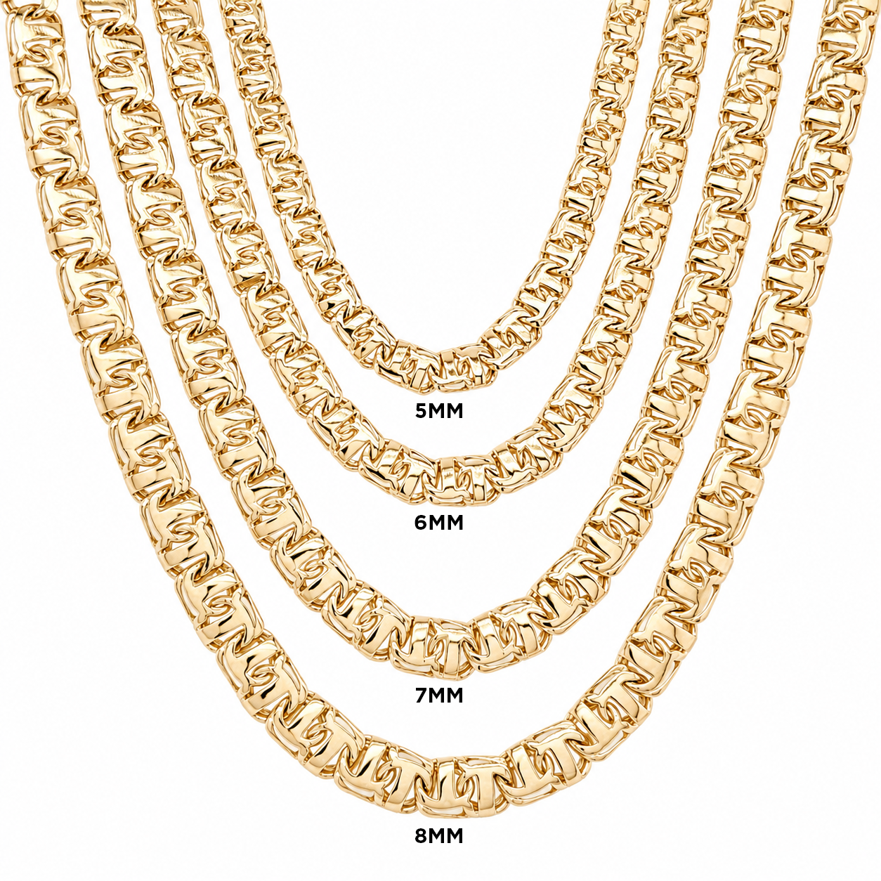 10KT Gold 8MM Chino Bar Chain with Greek Border 20 Inches (Free Engraving)