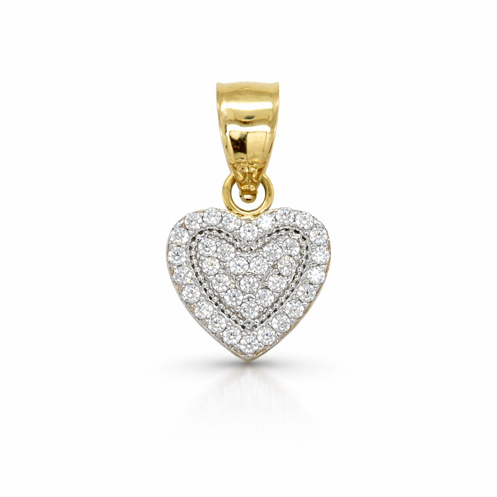 10KT Gold 9MM Heart Pendant with CZ
