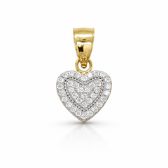 10KT Gold 9MM Heart Pendant with CZ