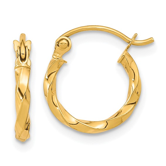 10Kt Gold Twist Hoop Small Earrings