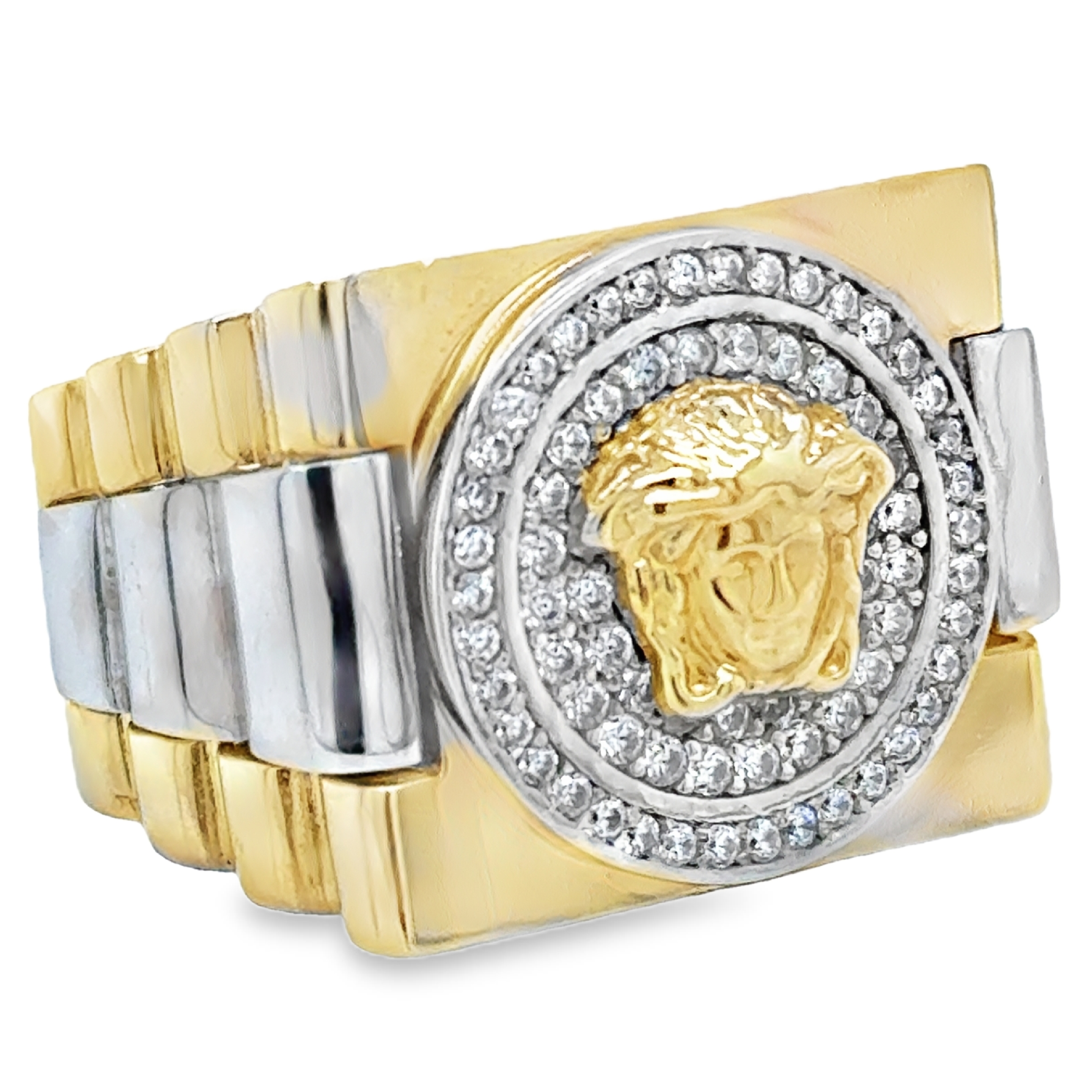 10KT Gold Medusa Ring with Watch Inspired Design