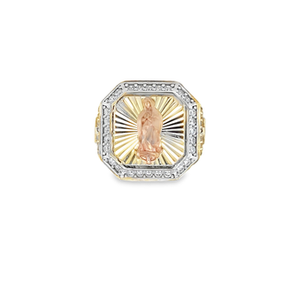 10KT YELLOW GOLD VIRGIN MARY MEN'S RING / VIRGEN GUADALUPE