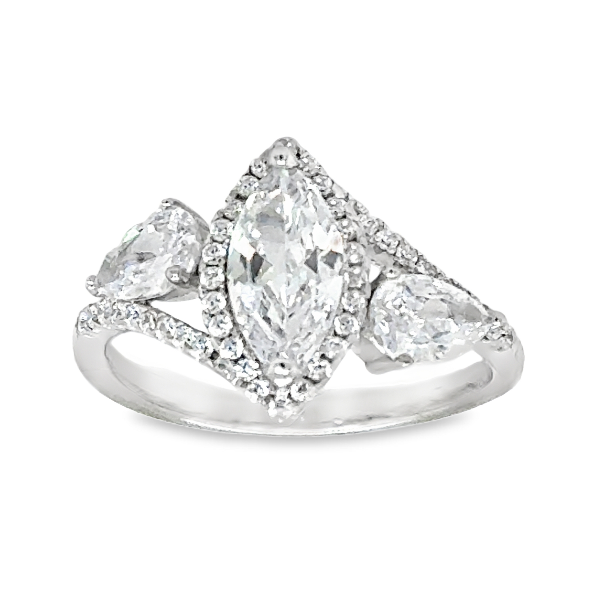 925 Sterling Silver Womens Marquise Solitaire Cubic-Zirconia Engagemen