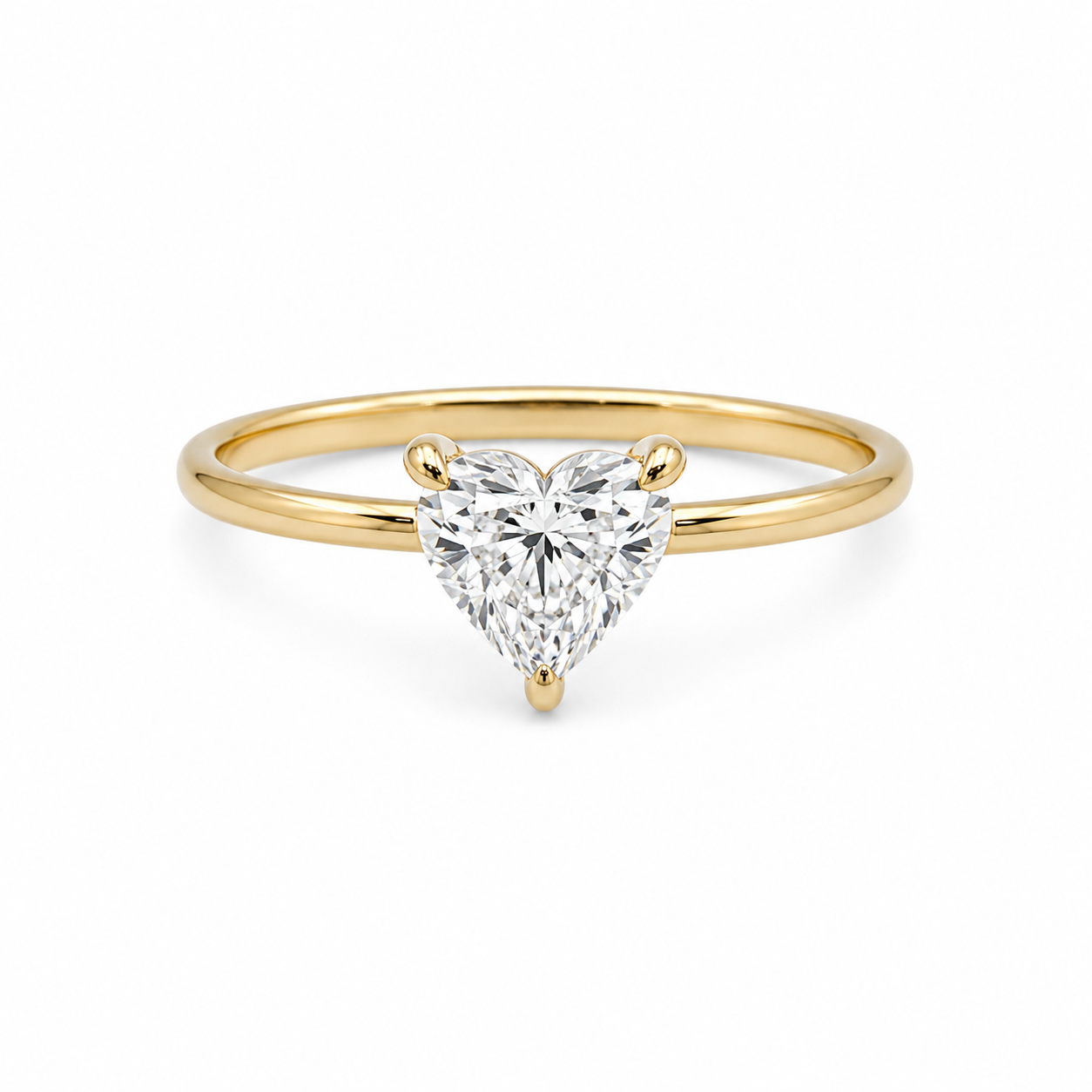 14K Yellow Gold 1.04CT Certified Lab-Grown Diamond Heart Solitaire Eng