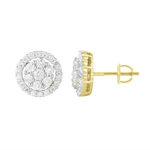 LADIES EARRING 1 CT ROUND DIAMOND 10K YELLOW GOLD