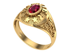 10KT Yellow Gold Kinder Spirit Graduation Ring Red Stone Size 5