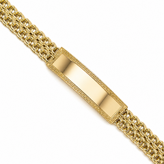 10KT Gold 9MM Double Chino Petatillo Monaco ID Bracelet with Greek Bor