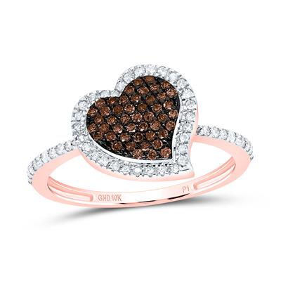 10KT ROSE GOLD 1/3CTW NATURAL CHOCOLATE DIAMONDS COGNAC HEART RING