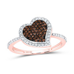 10KT ROSE GOLD 1/3CTW NATURAL CHOCOLATE DIAMONDS COGNAC HEART RING