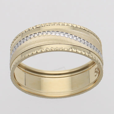 10KT Yellow Gold 7MM Diamond Cut Wedding Band