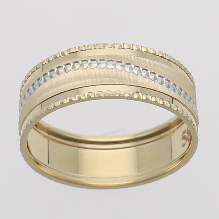 10KT Yellow Gold 7MM Diamond Cut Wedding Band