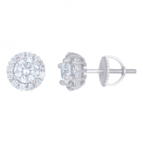 925 Sterling Silver 7MM Cubic-Zirconia Round Fashion Stud Earrings