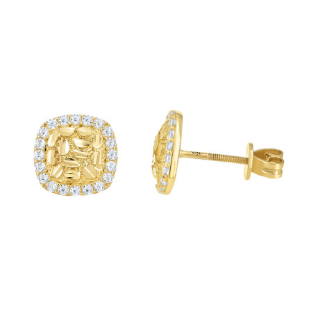 10kt Yellow Gold Unisex Cubic-Zirconia Square Fashion Stud Earrings