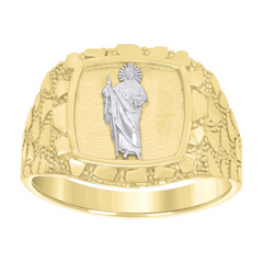 10kt Gold Mens St. Jude San Judas Nugget Ring
