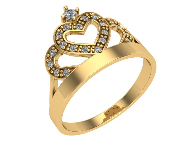 10KT Yellow Gold Crown Ring CZ Stones Size 5