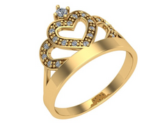 10KT Yellow Gold Crown Ring CZ Stones Size 5