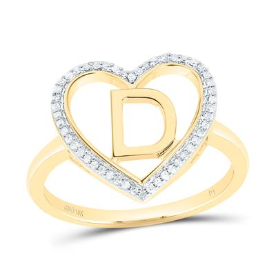 1/10CTW-NAT DIA P1 GIFT INITIAL "D" LADIES HEART RING