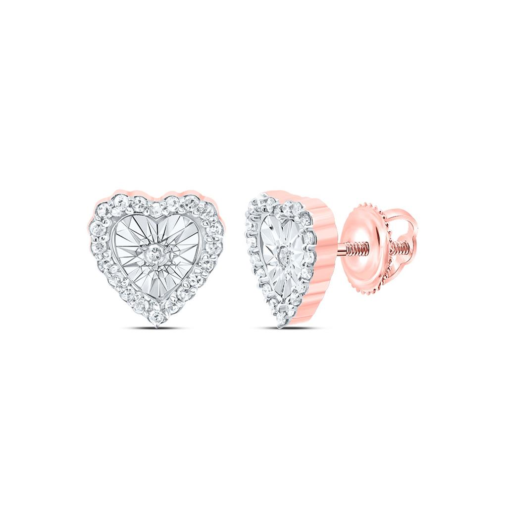 10KT ROSE GOLD 1/8CTW NATURAL DIAMONDS HEART STUD EARRING