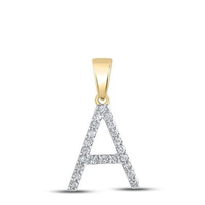 10K YELLOW GOLD ROUND DIAMOND INITIAL A LETTER PENDANT 0.10 CTTW