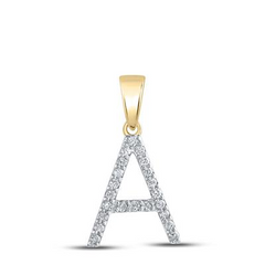 10K YELLOW GOLD ROUND DIAMOND INITIAL A LETTER PENDANT 0.10 CTTW