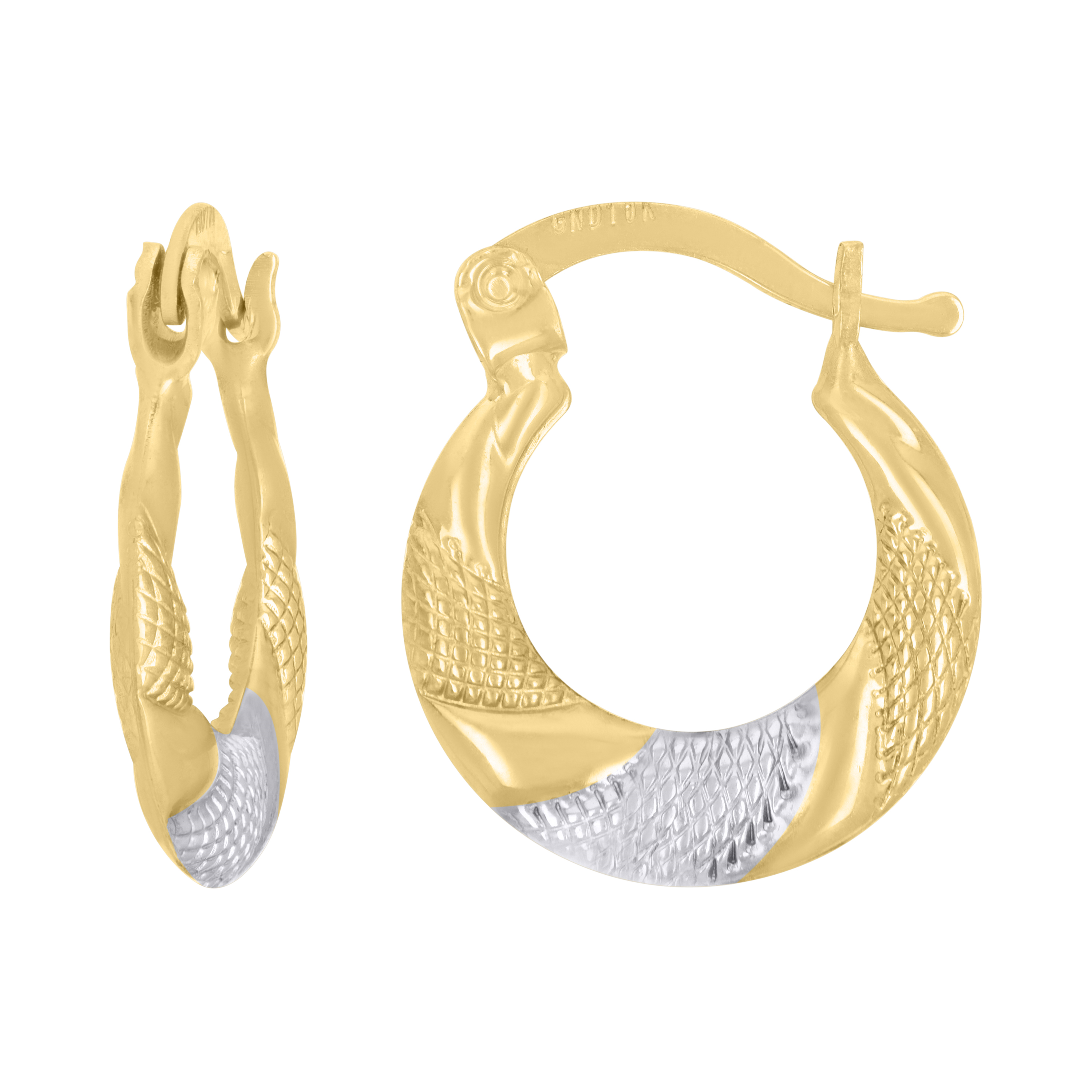 10kt Two-Tone Gold Womens Twisted Textured Hoop Earrings 18MM