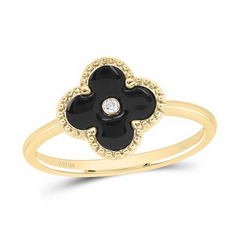 0.012CTW-NAT DIAMONDS GIFT BLACK CLOVER RING