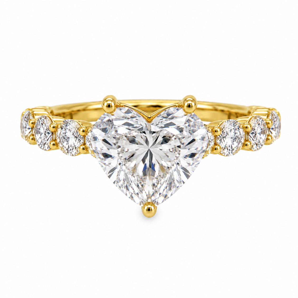 14K Yellow Gold 4.51CTTW Certified Lab-Created Heart Shape with Accent