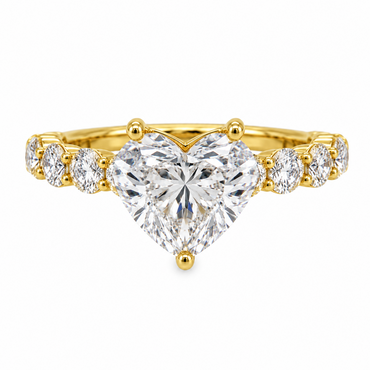14K Yellow Gold 4.51CTTW Certified Lab-Created Heart Shape with Accent