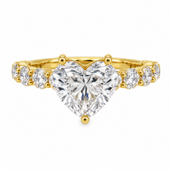 14K Yellow Gold 4.51CTTW Certified Lab-Created Heart Shape with Accent