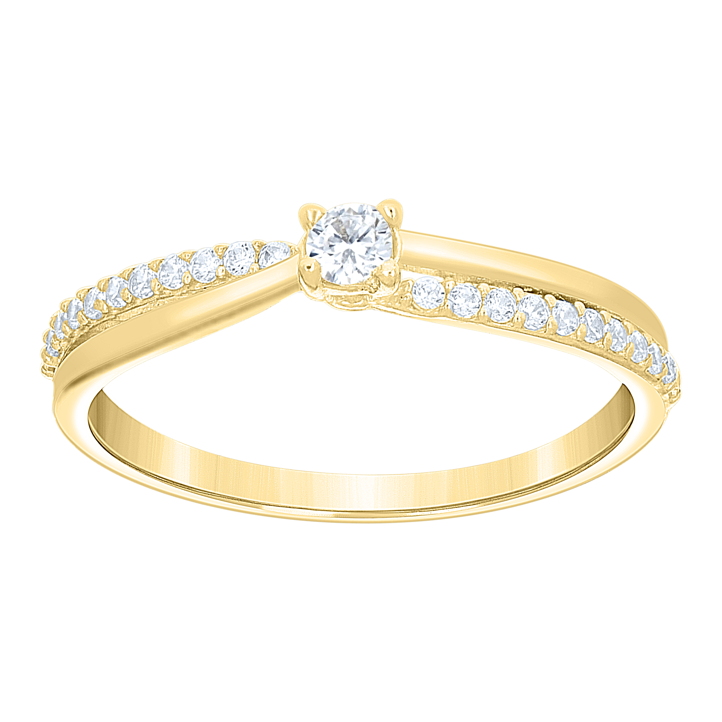 10kt Yellow Gold Womens White Cubic-Zirconia Ring