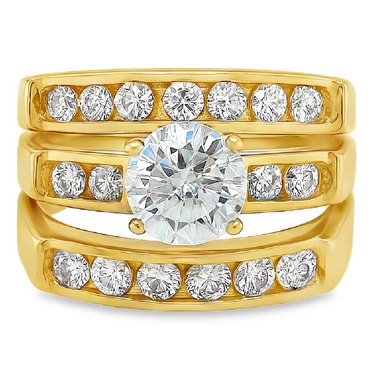 10KT Gold His and Hers Wedding Trio Set