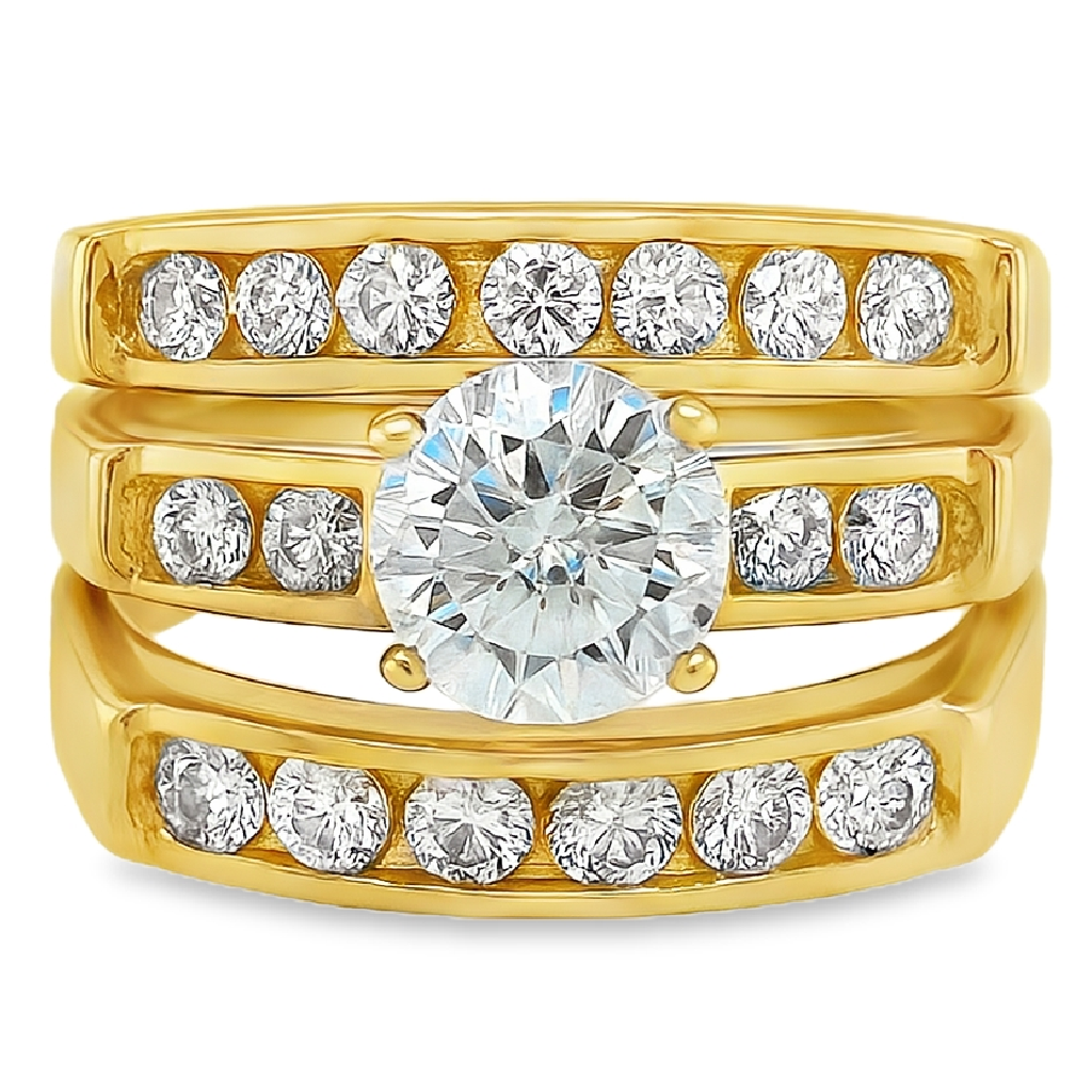 10KT Gold His and Hers Wedding Trio Set