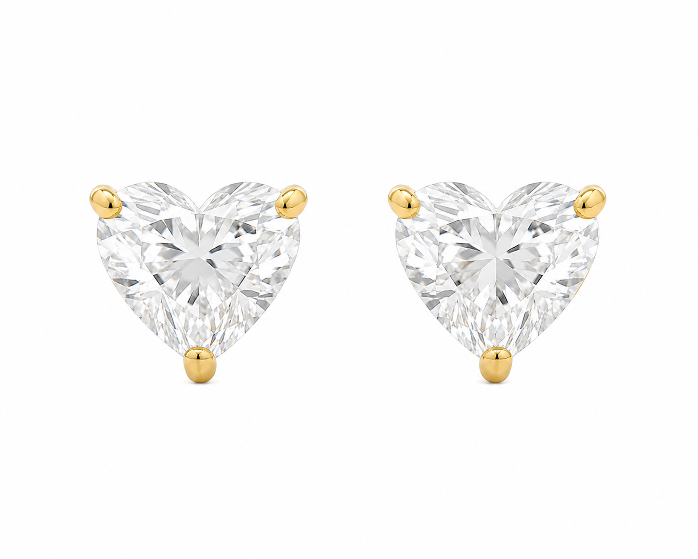 14KT Yellow Gold 0.53CTTW Lab-Created Heart Earrings (Not Certified)