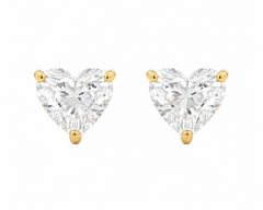 14KT Yellow Gold 0.53CTTW Lab-Created Heart Earrings (Not Certified)