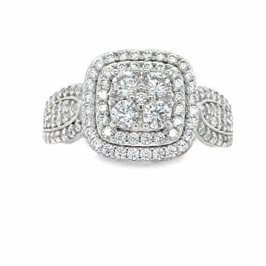 925 STERLING SILVER SQUARE CZ ENGAGEMENT RING