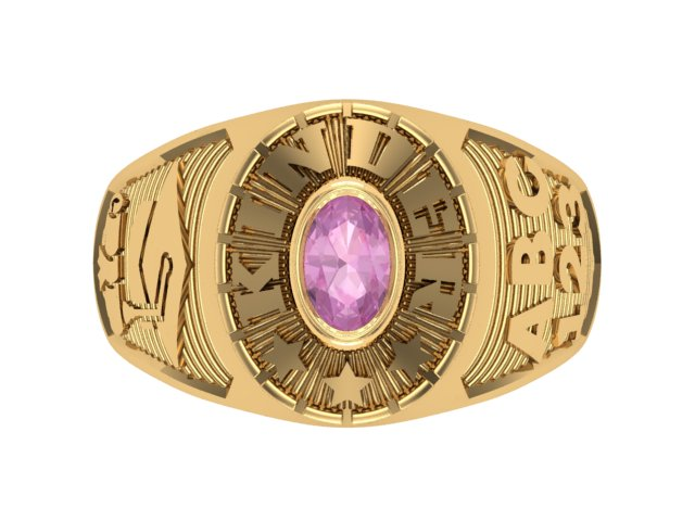10KT Yellow Gold Kinder Mighty Graduation Ring Pink Stone Size 5