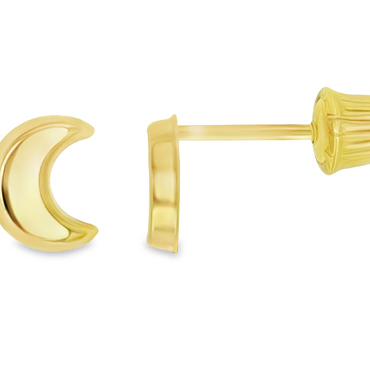 10KT Gold Tiny Moon Stud Earrings with Screwbacks