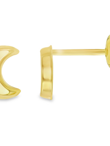 10KT Gold Tiny Moon Stud Earrings with Screwbacks