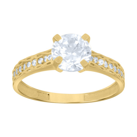 10kt Yellow Gold Womens Cubic-Zirconia Bridal Engagement Ring