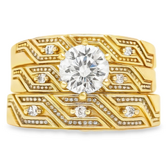 10KT Gold His and Hers Wedding Trio Set