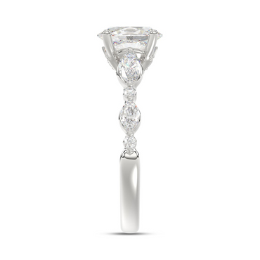 1.55 CTTW Certified Lab-Created Oval Shape Diamond Solitaire Engagement Ring in 14KT White Gold Setting with Round and Marquise Stones (Center 1.00CT)